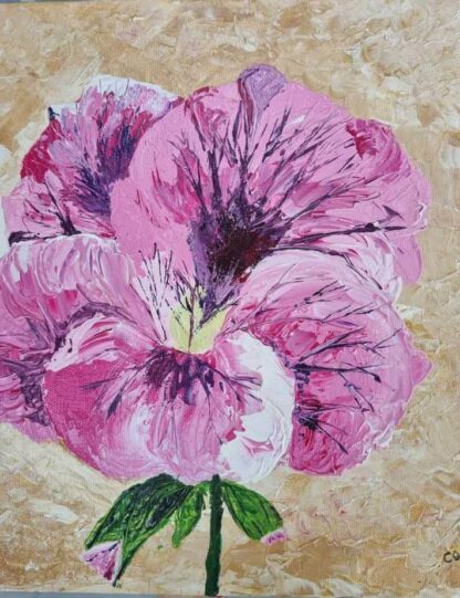 Original floral art by Irish artist. Painting of a pink poppy suitable for any room in your home. Art for sale in online gallery