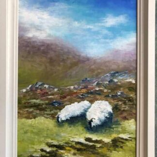 Original landscape painting of sheep in Irish countryside by Irish artist