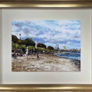 Original Irish seascape painting of Sandymount. Stunning quality art by Irish artist. Gift ideas for any occasion. Browse more art here