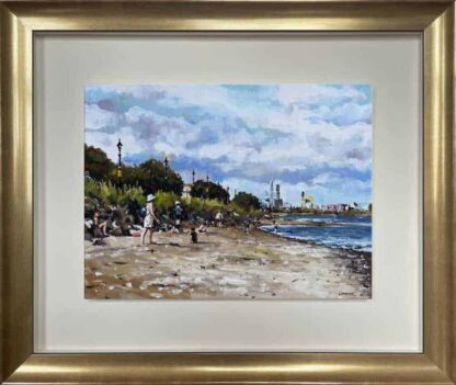 Original Irish seascape painting of Sandymount. Stunning quality art by Irish artist. Gift ideas for any occasion. Browse more art here