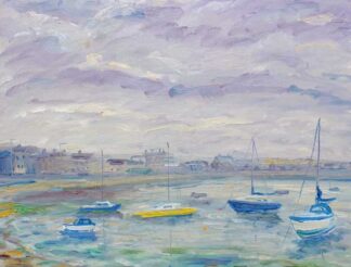 Original Irish art by Irish artist. Painting of the boats in Skerries harbour Co.Dublin. Stunning art for your home