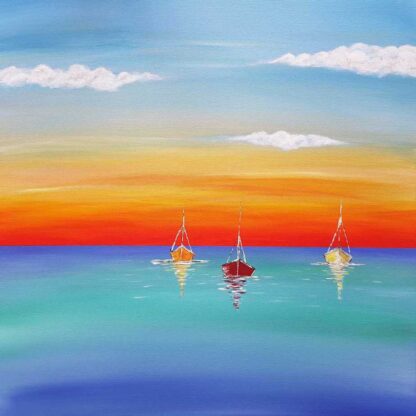 Original seascape painting for sale in online gallery. Vibrant and bright colours to make any room fresh and alive