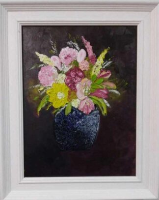 Oil floral painting for sale in online gallery. Framed art by Irish artist, original art for the home, gift ideas