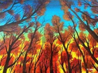 Stunningly beautiful original acrylic painting for sale in online gallery. Fabulous painting with sunlight beaming through the trees