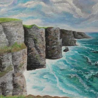 Original Irish seascape painting of Cliffs of Moher in Co.Clare. Beautiful Irish art for the home or a great gift idea