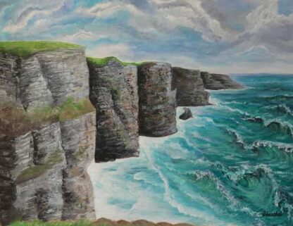 Original Irish seascape painting of Cliffs of Moher in Co.Clare. Beautiful Irish art for the home or a great gift idea