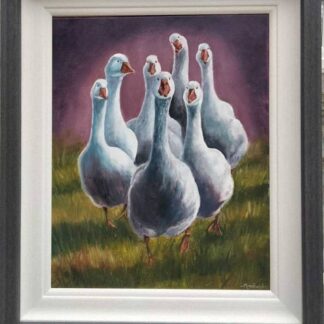 Original painting by Irish artist. Ducks out walking, art for the home, animal lovers, art for sale, gift ideas