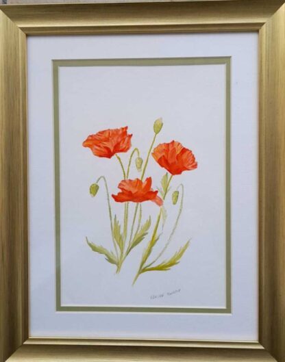 Original painting of poppies for sale in online gallery by Irish artist. Wonderful affordable art to gift this Christmas