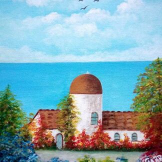 Original landscape painting of Greece for sale in online gallery by Irish artist. Huge variety of art for sale to suit all tastes and budgets