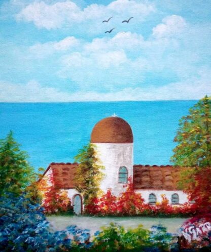 Original landscape painting of Greece for sale in online gallery by Irish artist. Huge variety of art for sale to suit all tastes and budgets