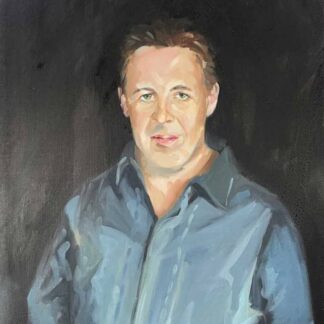 Original oil painting of Irish DJ Ian Dempsey. Art by Irish artist for sale now in online gallery. Shop more here