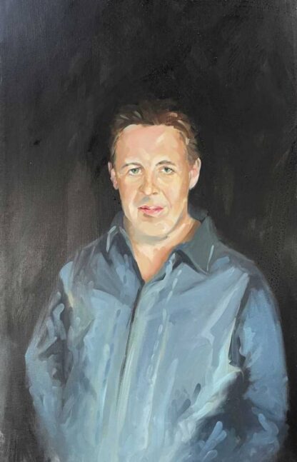 Original oil painting of Irish DJ Ian Dempsey. Art by Irish artist for sale now in online gallery. Shop more here