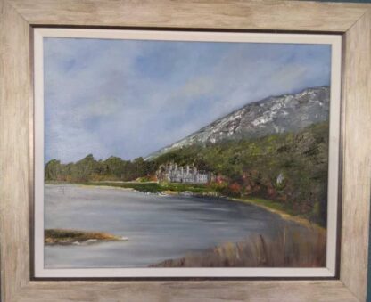 Original Irish art for sale in online gallery. Framed painting of Kylemore Abbey, wonderful Irish gift idea