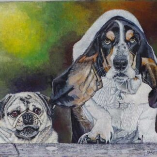 Original painting of two dogs by Irish artist. Beautiful gift idea for any dog lovers, art for the home, puppy dog eyes