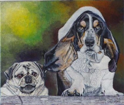 Original painting of two dogs by Irish artist. Beautiful gift idea for any dog lovers, art for the home, puppy dog eyes