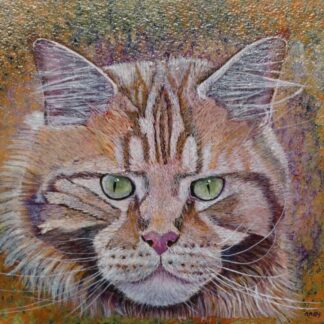 Original painting of a cat for sale in online gallery. Stunningly beautiful art for any cat lover. Great gift idea