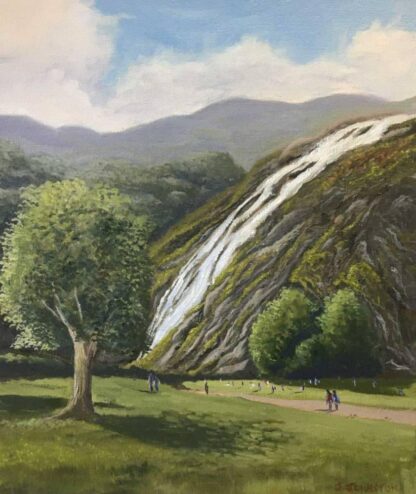 Original painting of Powerscourt Waterfall in Co.Wicklow. Irish art by Irish artist, browse a large selection of art here