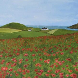 Original landscape floral painting for sale in online gallery. Art for the home, gift ideas for loved ones for any occasion