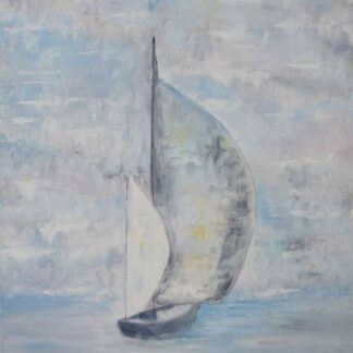 Original painting of a boat at sea. Beautiful art for the home. Gift ideas. Art for sale in online gallery