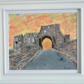 Original painting of Irish land mark nestled in Co.Meath. Painting of Trim Castle entrance by Irish artist. Browse a huge amount of art here