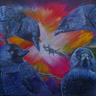 Original acrylic painting of birds for sale in online gallery by Irish artist. Art for your home or gift idea with free delivery