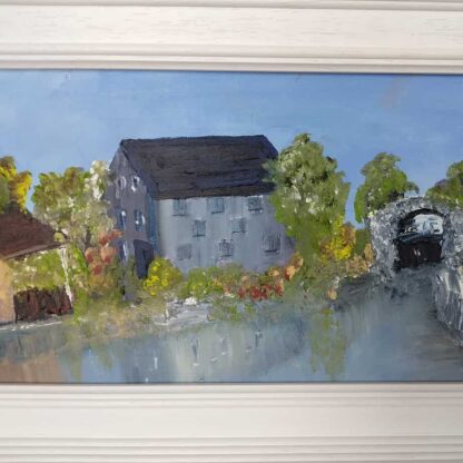 Irish landscape Painting of Grand Canal Old Industrial buildings