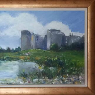 Original Irish Painting of Roscommon Castle - Acrylic on Canvas, framed