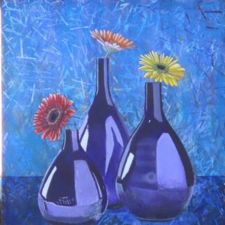 Gerbia in vases, painted in acrylic on quality 300g water colour paper.