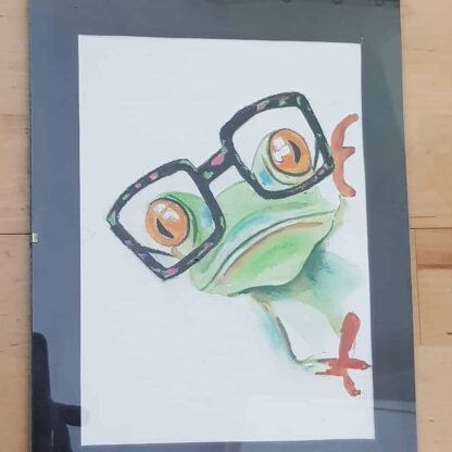 Pastel painting of cute frog