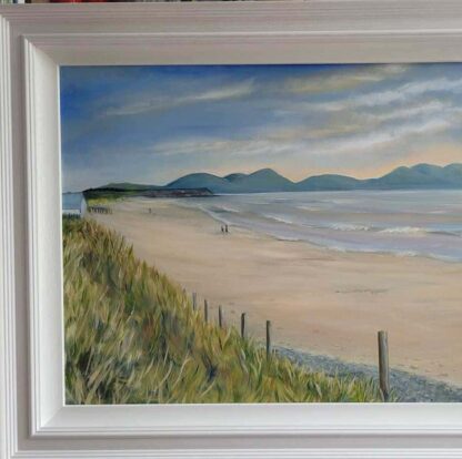 Original oil on canvas painting depicting beautiful Port Beach Co Louth. The Mourne mountains are on the horizon.