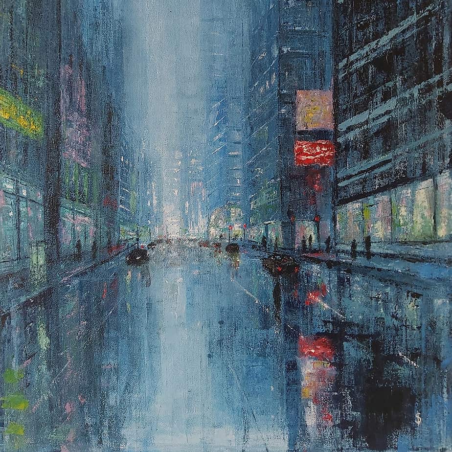 Street scene painting Oil on canvas