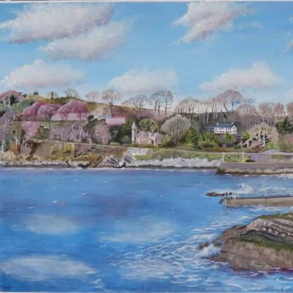 Landscape painting of  Glandore ,West Cork in the winter of 2021, painted on quality water colour paper in acrylic.