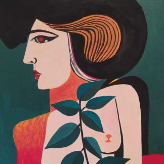 Lady with a Ficus -Cubist portrait of a woman with Ficus Elastica. Buy now on art4you.ie Ireland's online art gallery