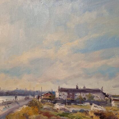 The Cottages Dollymount _ enplein air painting by artist Norman Teeling. Check out more of our painting of Dublin for sale art4you.ie