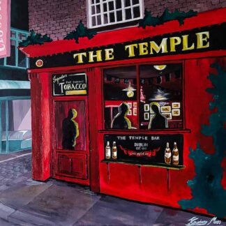 Painting of Night talks at Temple bar - painting of Dublin for sale