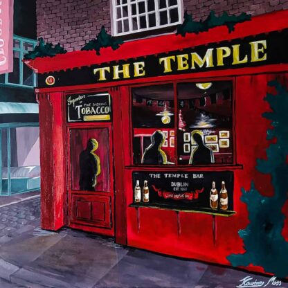 Painting of Night talks at Temple bar - painting of Dublin for sale