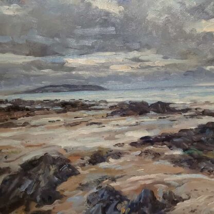 Landscape painting of Incoming tide Portmarnock Co.Dublin .