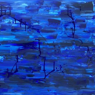 Original abstract painting for sale in acrylic on canvas. Many shades of blue, representing the many layers to any subject