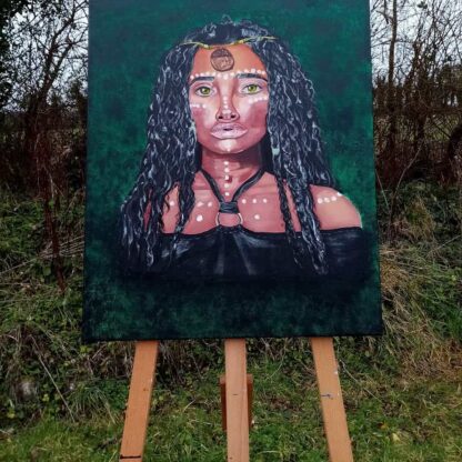 Figurative oil and acrylic on canvas painting of a tribal woman. Check our large selection of art for sale on art4you.ie