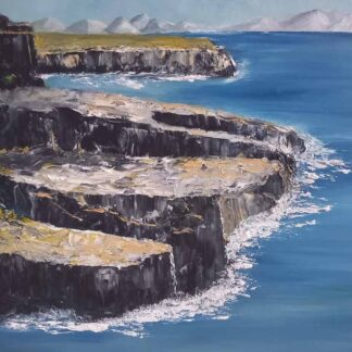 Original oil painting of the cliffs on the  Aran Islands. Seascape paintings of Ireland for sale. Check out our large selection of paintings