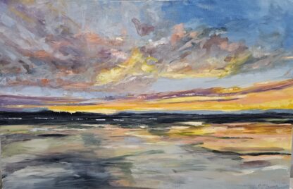 Painting of a sunset in Connemara for sale. Check out our large selection of sunset paintings for sale on Ireland's online art gallery