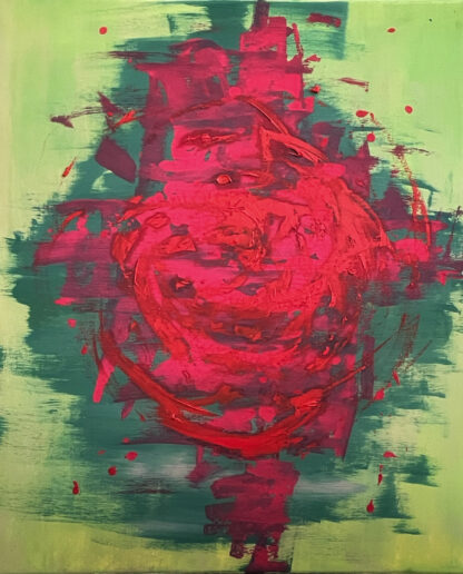 Rosebud is a simple abstract painting but vibrant and raw interpretation of a flowering rosebud. Check out more of our abstract painting