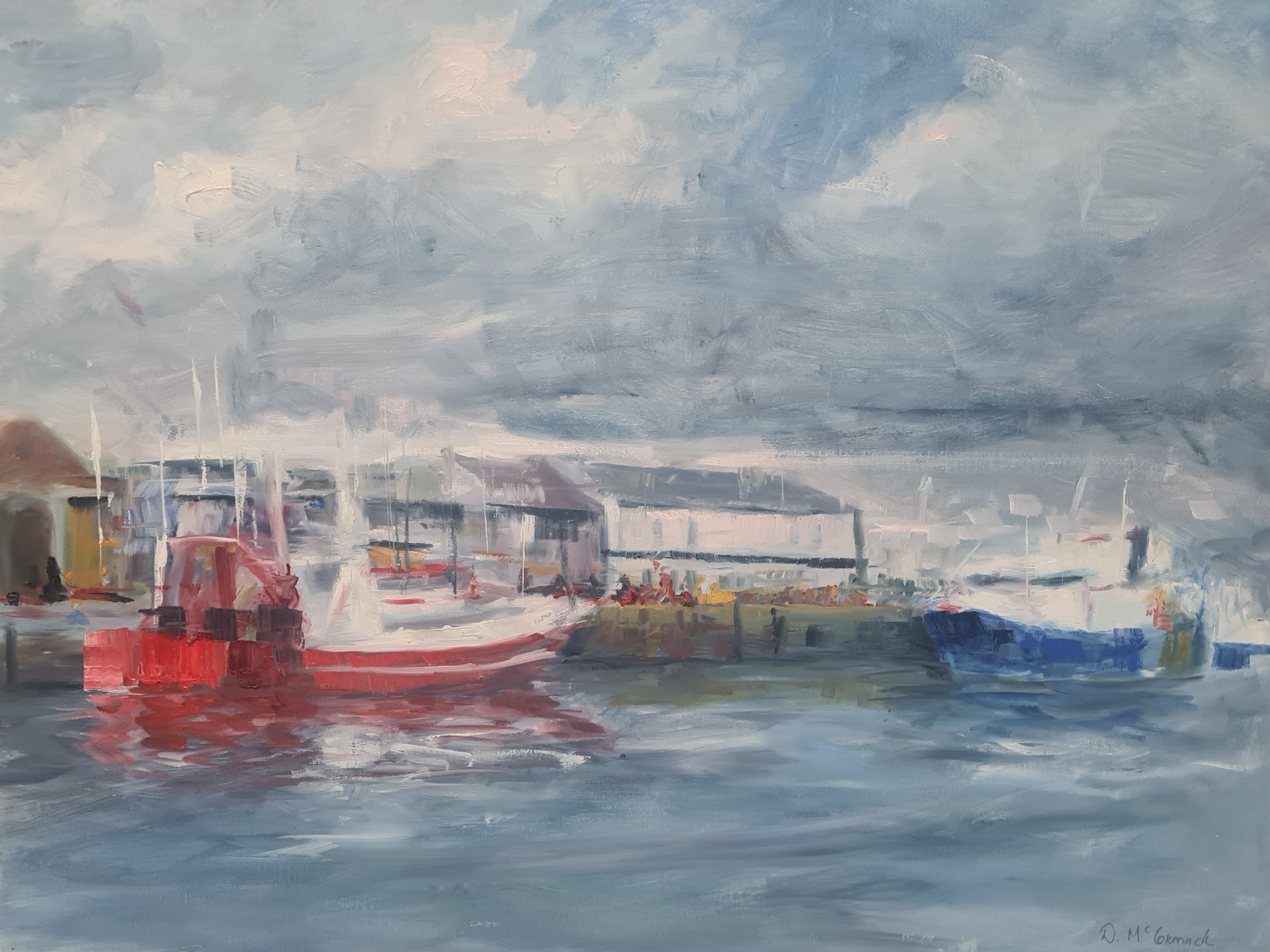 Painting of Howth Harbour for sale by Irish artist David McCormack. Check out more of his art for sale on art4you.ie
