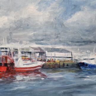 Painting of Howth Harbour for sale by Irish artist David McCormack. Check out more of his art for sale on art4you.ie