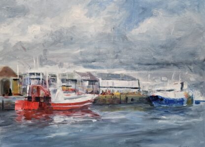 Painting of Howth Harbour for sale by Irish artist David McCormack. Check out more of his art for sale on art4you.ie