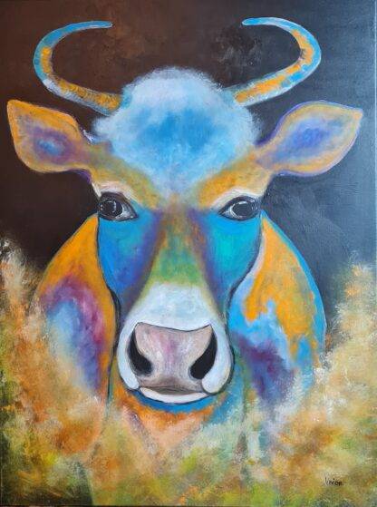 Modern painting of a cow for sale. Check out our large selection of art for sale. Buy now or make an offer today