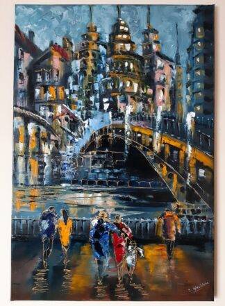 Original Abstract Cityscape painting