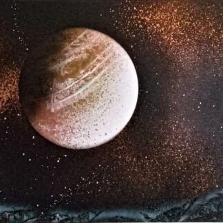 Own a piece of the cosmos! This one-of-a-kind spray-painted planet paintings are available for purchase. Intergalactic wonder into your home.