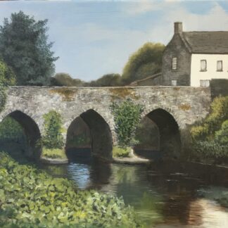 "Experience the allure of Trim Bridge, Co. Meath, Ireland, through a captivating painting. Delve into the rich history and architectural beauty of this iconic landmark, as portrayed in a mesmerizing artwork that captures the essence of its picturesque setting."