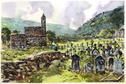 Landscape Painting of The Cathedral of  Glendalough